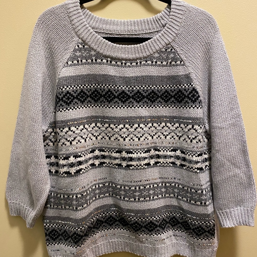 ✨BRAND NEW✨ OLD NAVY SPARKLY GRAY FAIR ISLE SWEATER